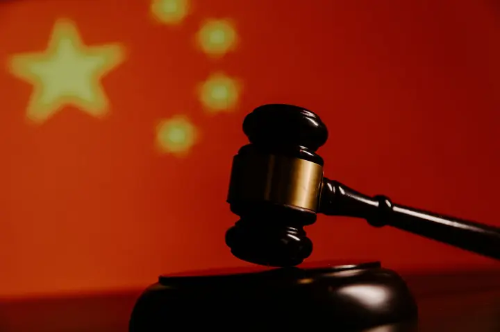 gavel in front of flag